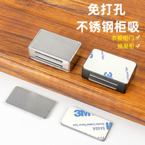 Punch-free magnetic stainless steel touch beads Wardrobe door sliding door magnetic stripe patch sliding door stopper Magnetic touch cabinet door stopper
