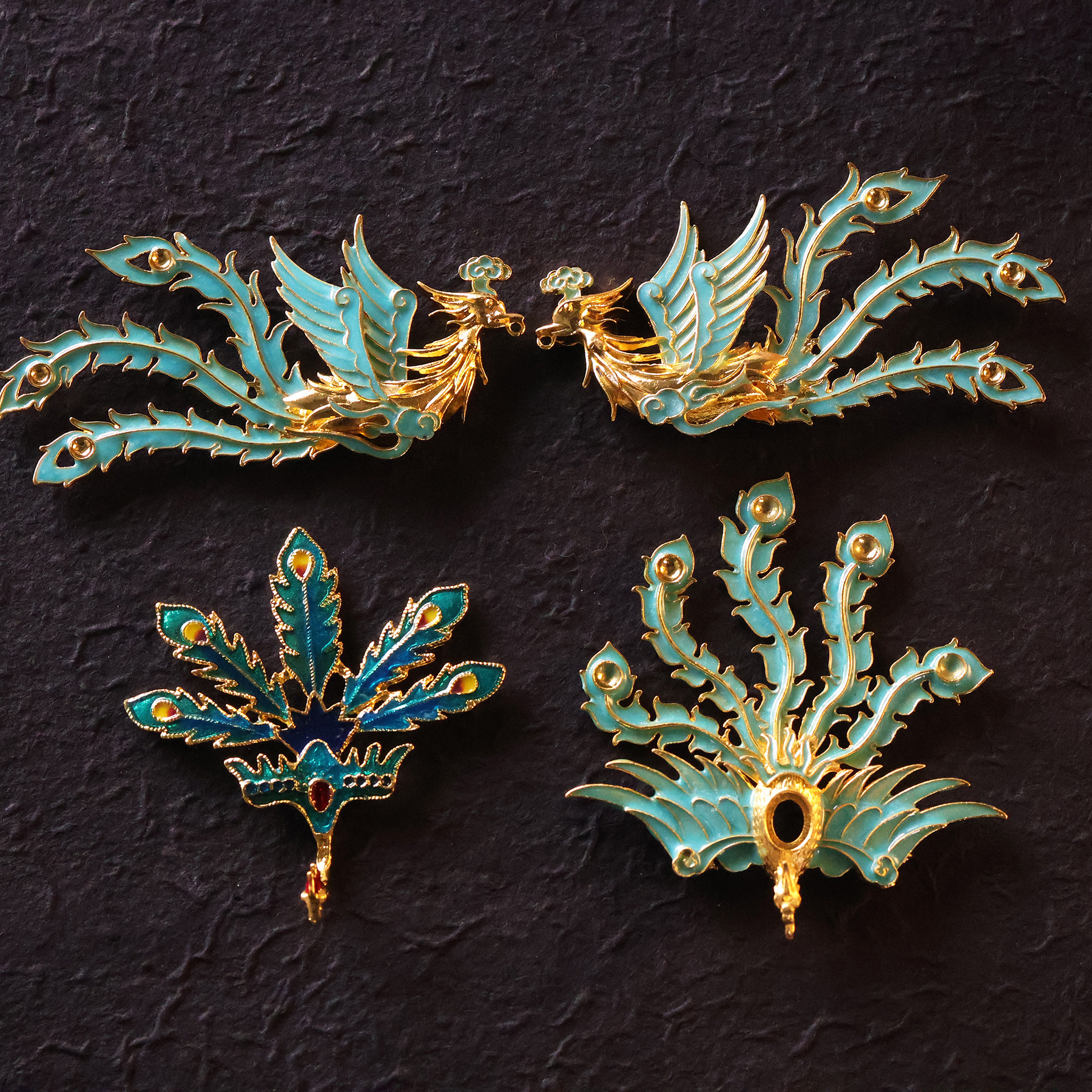 WD03 丸帯 金色 雌雄鳳凰 蝴蝶花柄 金絲 刺繡 手工足金凤凰发簪-手工足金凤凰发簪促销价格、手工足金凤凰发簪品牌- 淘宝