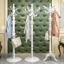 European-style wooden cap frame floor bedroom hanger rack household living room single rod simple clothing rack plus vertical
