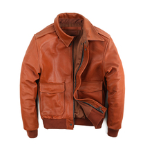 Leather leather men A2 Air Force flight suit first layer cowhide oil wax men lapel collar motorcycle leather jacket jacket