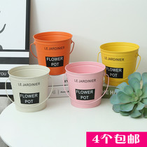 Silver Willow flower bucket iron bucket multi-meat flower bucket iron balcony storage home gardening Korean decorative plant flower pot