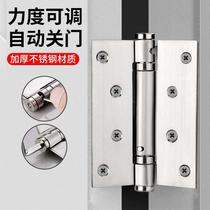 Stainless steel 5 inch buffer stealth door self-closing spring wooden door hinge with door closer automatic closing positioning