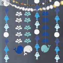 Kindergarten classroom opening ring creation partition Ocean wind Whale pull flower charm Mall shop ceiling air hanging decoration