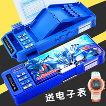 Transformers password stationery box for male primary school students Kindergarten childrens pencil bag deformation automatic one two and three grade boys little boy pencil box for boys multi-functional
