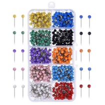 Boxed ten colors 500 colored plastic pins round balls short nails cork board fixing nails map marking pushpins