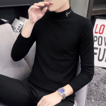 Jinba family autumn and winter New embroidered sweater mens Korean semi-high collar casual large size bottoming sweater