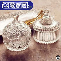 European glass candy jar transparent storage jar with lid fruit bowl seasoning box tea jar back gift jar set
