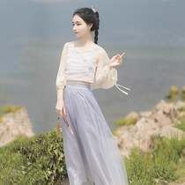 Han original design retro chiffon sunscreen shirt with Sling small cardigan female Spring Summer Super fairy