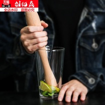  Bar wooden pounded popsicle bartending juice pressing stick Mashing crushing stick Fruit wood ice hammer Lemon mint leaf hammer
