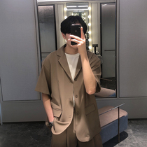 SN STUDIO Ruffian handsome suit mens suit short-sleeved spring and summer casual Korean version of handsome small suit shorts two-piece suit