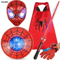 Spider Toy Man Childrens sword boy Captain America shield Glowing mask Plastic sword Kindergarten set