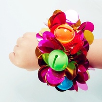 Childrens wrist wreath childrens performance wrist flower Bell bracelet childrens kindergarten hand decoration New Years Day dancing hand flower