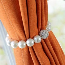 Curtain buckle Modern light luxury strap Tie strap lacing magnet Free punching free hook Pearl magnet tied rope hanging ball