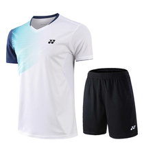 New yy badminton suit suit mens and womens top quick-drying breathable round neck short sleeve t-shirt group purchase competition suit