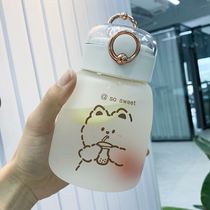 Water cup womens summer portable cute belly cup Girl heart glass Yogurt cup Milk cup Straw cup Children