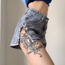 Hot girls blow up high street girls wear chain high waist sexy denim shorts women loose thin summer Bundy womens clothing