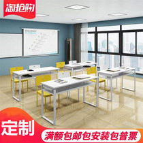 Student Class Table And Chairs Combined Double Study Table Education Institution Strip Fine Art Training Table Desk Chair