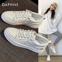 Daphne genuine leather small white shoes womens shoes 2022 new summer flat bottom 100 lap canvas casual board shoes one foot pedal