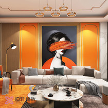 Love Marsee Orange Ktv Integrated Board Bedroom Sofa Background Bamboo Wood Fiberboard Imitation Grid Light Lavish Wall Panel