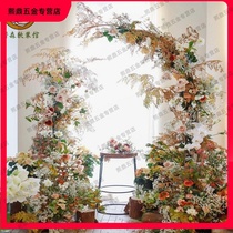 Floral high-end wedding arch props ornaments shelf window climbing rose Princess Net red arc split flower stand