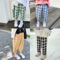 Childrens clothing 2021 Spring and Autumn new men and women fashion trend casual pants small children Foreign style comfortable lattice pants