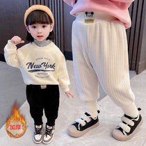 Girls autumn and winter corduroy casual pants 2021 New Children Baby chenille plus velvet padded foreign style loose pants