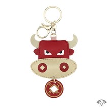 Creative cute year of the ox car keychain couples men and women good luck safe key chain school bag pendant New Year gift