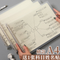 A4 Loose-leaf Mind Map Notebook Transparent Removable Coil Book Simple ins Wind Thickened Grid Book Cornell Horizontal Notepad College Students Postgraduate Entrance Examination Diary 6-hole Empty Book