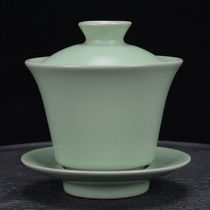 Ruyao Sansai Gaiwan Teacup Making tea Large open piece single retro handmade ceramic tea set Ice crack Kung Fu Tea Bowl