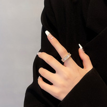 Rhinestone wide face ring female temperament design fashion index finger ring cold wind Net red 2021 New Tide hand decoration
