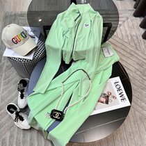 Casual Sports Suit Women 2022 Spring New Senior Feel Port Wind Fashion Nets Red Fried Street Broadlegged Pants Two Sets