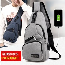 Mens Chest Bag 2022 New Korean version Outdoor USB charging Tide Card Youth Sports Single Shoulder Skew Satchel Small Backpack