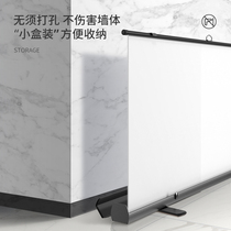 Full screen screen projection screen screen without punching 80 inch 100 inch hand lift self-locking floor screen mobile TV cabinet background wall home bedroom conference room projector screen cloth