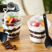 Mousse Cup with lid dessert pudding double leather yogurt disposable wood Bran Cup plastic cake Cup tiramisu cup