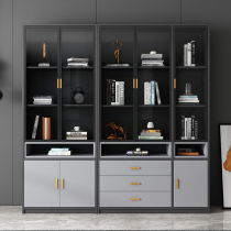 Simple modern bookcase living room light luxury glass ribbon door bookcase Nordic lockers floor-to-ceiling study bookshelf filing cabinet