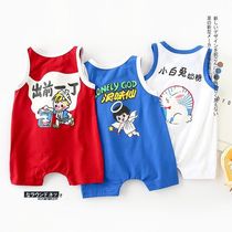 2021 summer baby one-piece fashion male baby vest coat Cartoon printing thin section children go out climbing clothes