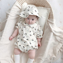 2021 summer newborn baby baby jumpsuit 3-6 months new Korean version of the short-sleeved romper baby climbing suit floral
