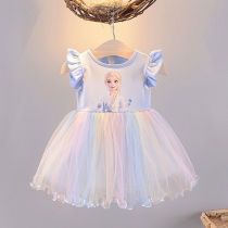 Girls ice and snow chic edge dress summer girl child love tha dress Aisha short sleeve female baby princess nepotism