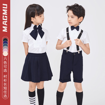 Childrens suit vest strap suit handsome British boy dress flower girl show summer three-piece set