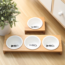 Cat Dog Feeders Bowl Ceramic Tablware 3 Bowls Pet Food Wate