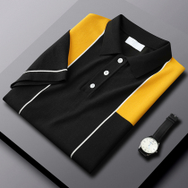  Lapel knitted short-sleeved mens ice silk thin contrast Paul Polo shirt half-sleeved pullover summer slim Korean version of the tide