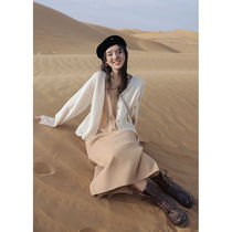 Early autumn 2021 New French minimalist temperament sling dress fairy split long skirt slim vest skirt
