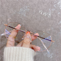 Pure titanium small frame ultra-light myopia glasses women can be equipped with a degree retro round face art students Korean version of the tide eye frame