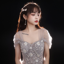 High-end evening dress dress female summer banquet High-end texture bridesmaid dress Birthday little man performance dress Female long dress