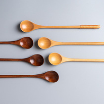 Long-handled wooden spoon Take honey spoon Coffee spoon Exquisite mini cup Stir small Japanese woman with extended seasoning