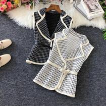 2020 autumn and winter celebrities small fragrant wind West collar Waistcoat Vest Womens tweed horse jacket coat waistcoat shoulder wear tide