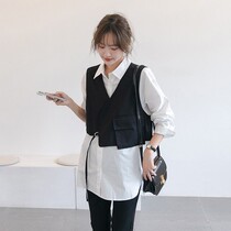 Knowability ~ Pregnancy Woman Dress Spring Autumn Blouse Fashion Foreign Air Loose Career Long Sleeve Shirt Suit Waistcoat Two Suits