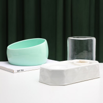 Cat Bowl Dog Bowl Large Capacity Dog Food Basin Big Flat Face Cat Special Bowl No Wet Mouth Ceramic Water Dispenser Cat Kettle