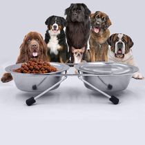 Pet bowl Stainless steel dog bowl Non-slip with bracket Small medium and large dog double bowl double food bowl Cat drinking water feeding water