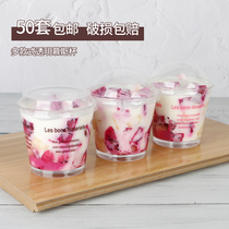 Disposable Wood Bran cup cake Cup round mousse cup with lid pudding dessert tiramisu cup transparent plastic